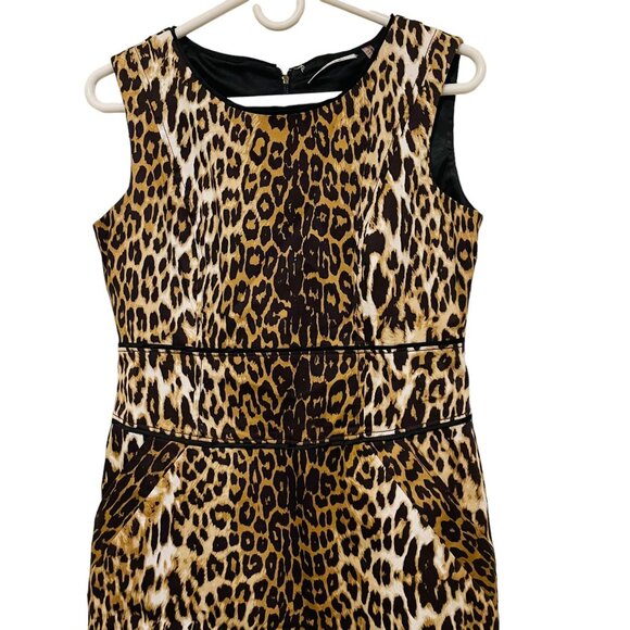 T Tahari Womens Sleeveless Mini Dress Leopard Print Size 6‎ 17" inches - Picture 3 of 5